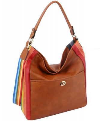 Rainbow Women Hobo Clutch Handbbag LSD151 BROWN